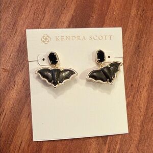 Kendra Scott Black and Gold Bat Drop Earrings